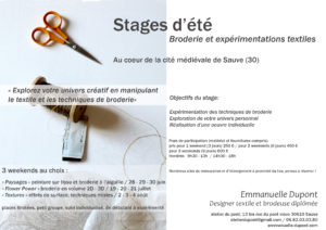 stage de broderie création textile Emmanuelle Dupont